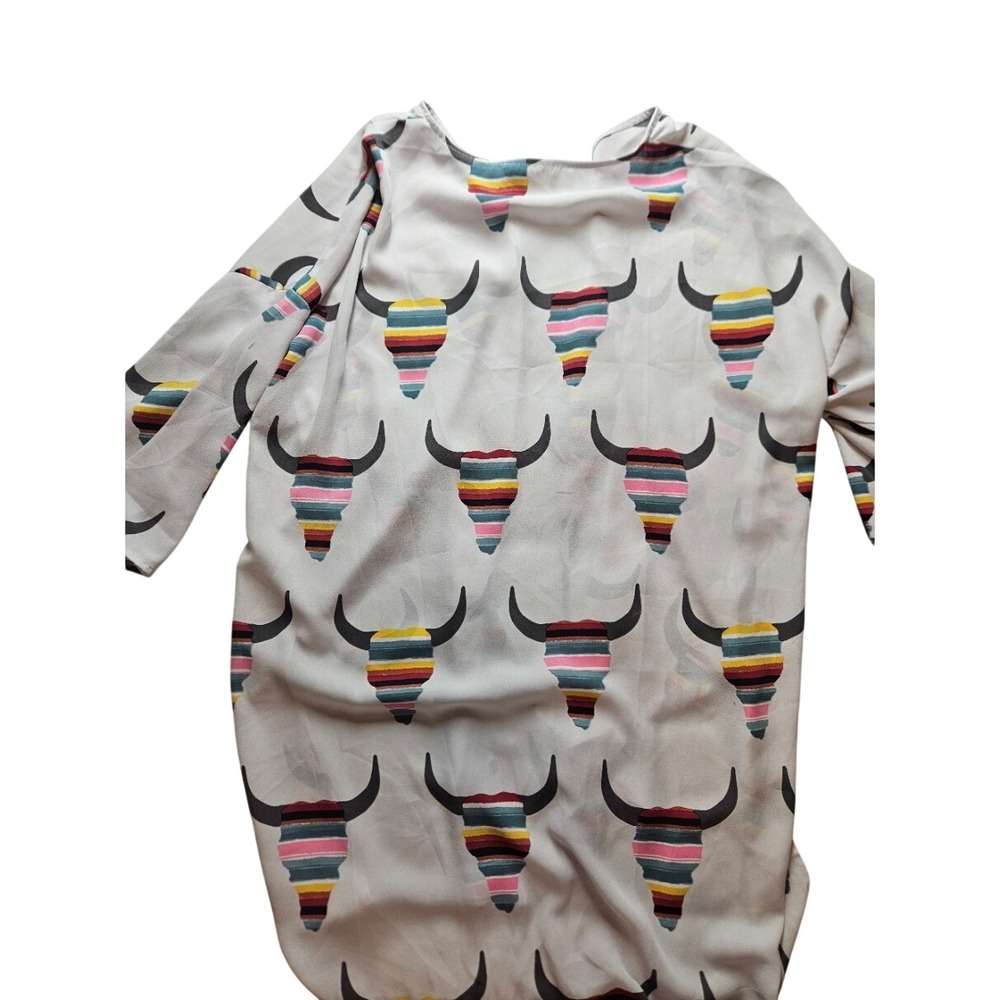Peach Love California Kimono Cardigan Small Serape Bull Skull Western Boho - Picture 3 of 3